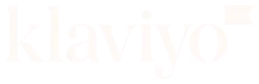 A white logo for the brand Klaviyo