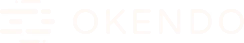 White Okendo icon with the words Okendo in white