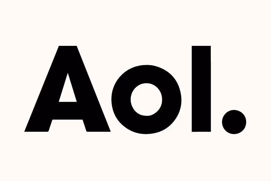 A black and white image of the word aol