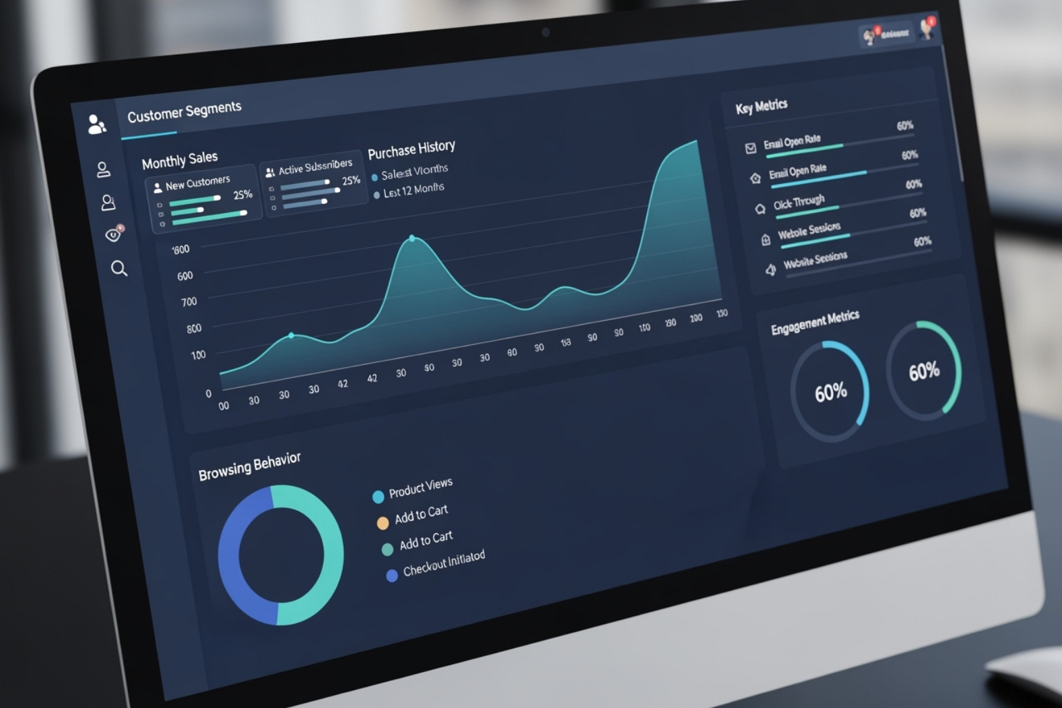 Klaviyo dashboard showing customer segments based on Shopify data - Shopify and Klaviyo integration