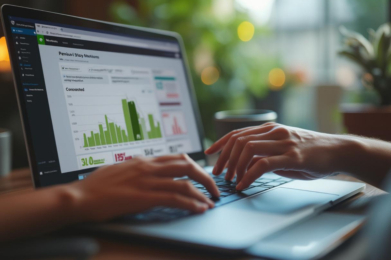 person's hands typing on a laptop displaying the Shopify dashboard - shopify expert maine