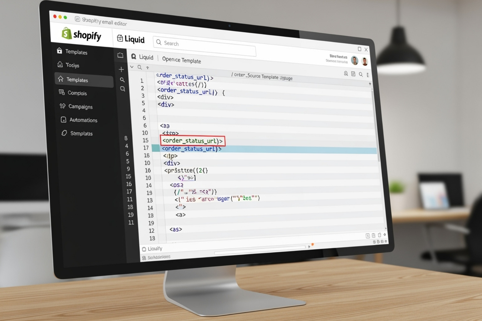 Snippet of Liquid code within the Shopify email editor - Shopify order confirmation emails