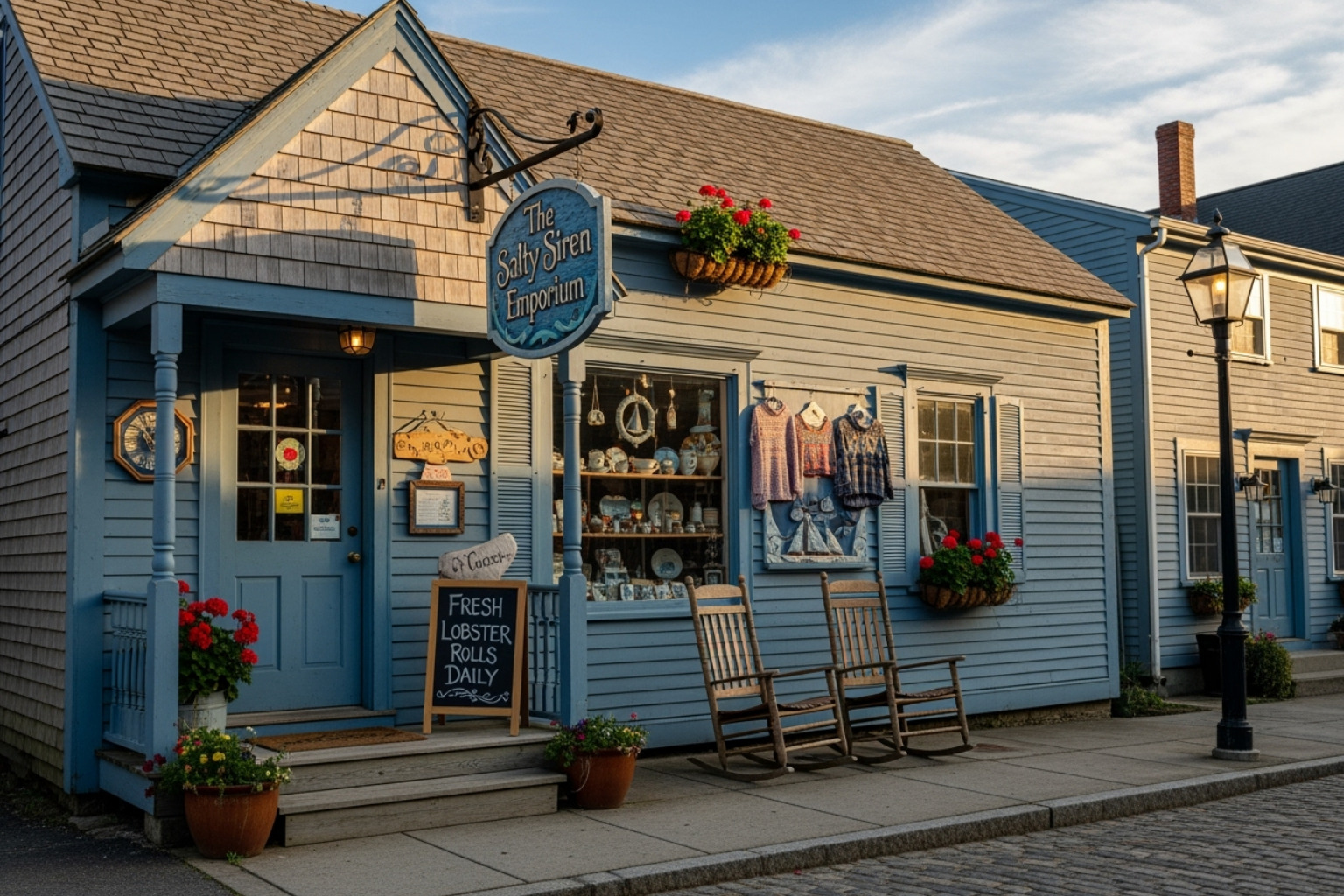 A quaint, charming small town storefront in Maine, showcasing local architecture and a welcoming atmosphere - maine web design agency