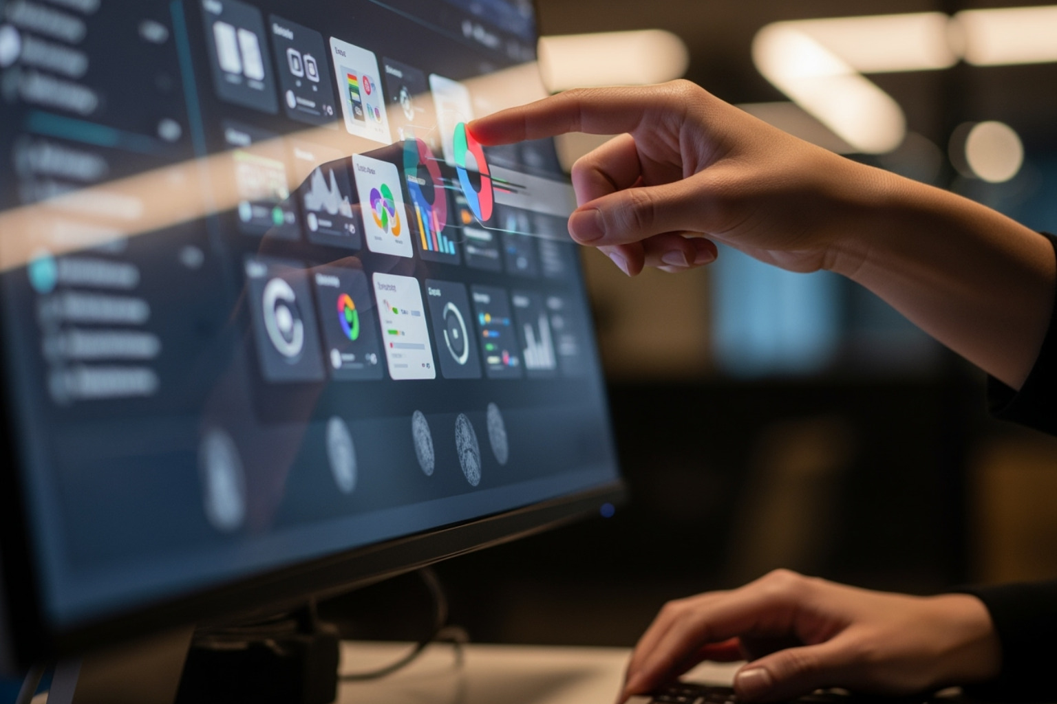 Person easily dragging and dropping widgets on a reporting dashboard builder. - digital campaign performance reporting