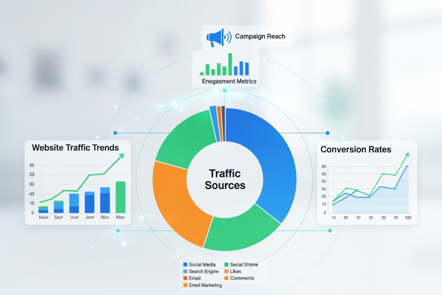 Comparison of a data table versus a clean, colorful bar chart representing the same data. - digital campaign performance reporting
