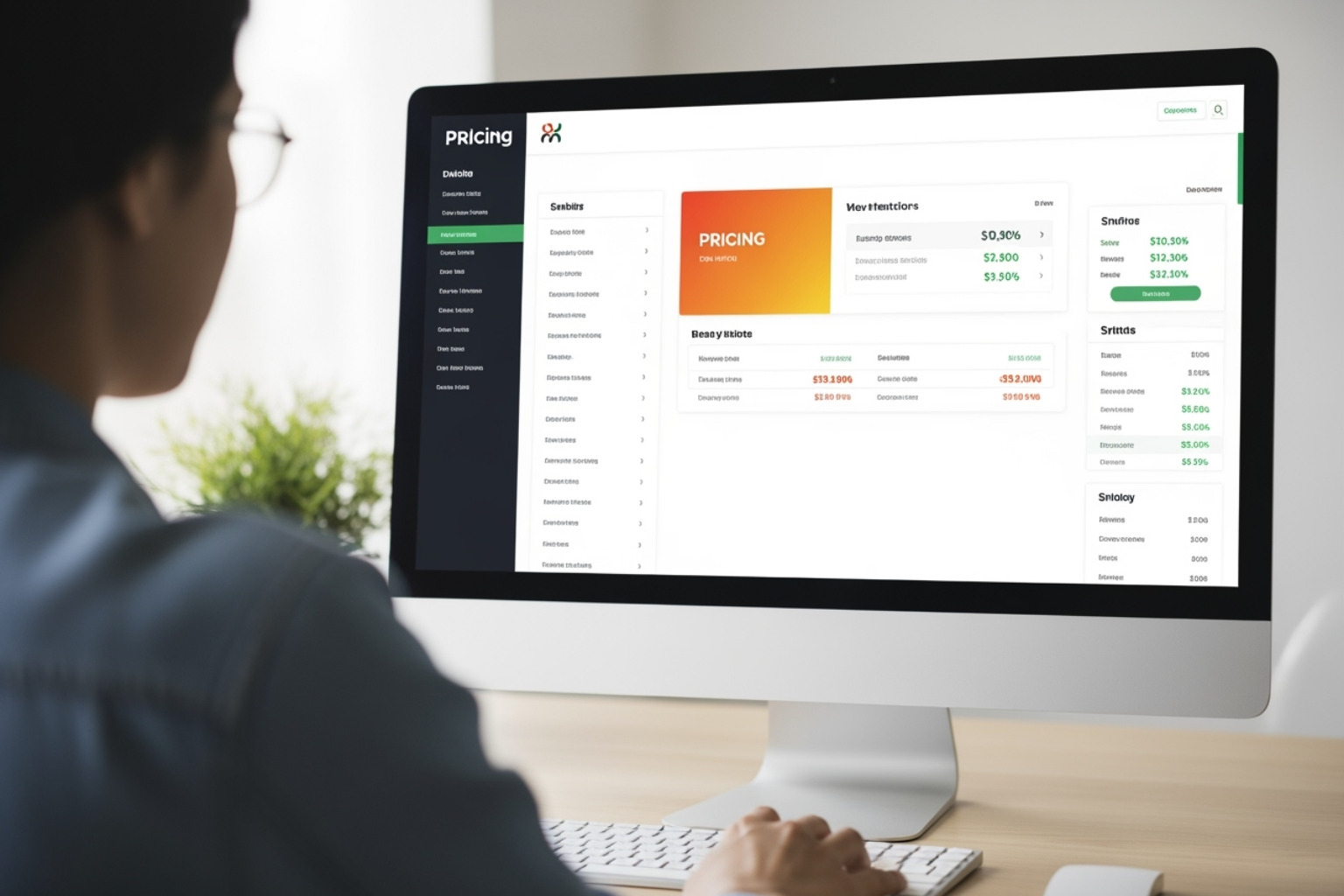 person looking at a pricing page on a computer screen - emailing services
