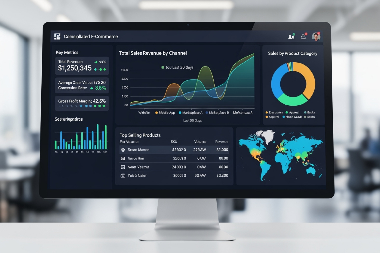 Dashboard showing consolidated multi-channel sales data and financial metrics - how to set up shopify automated accounting