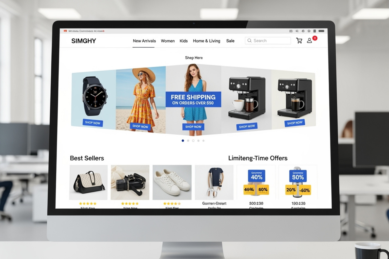 A visually appealing ecommerce homepage with strong branding, featuring high-quality product photography and a cohesive color scheme - ecommerce homepage examples
