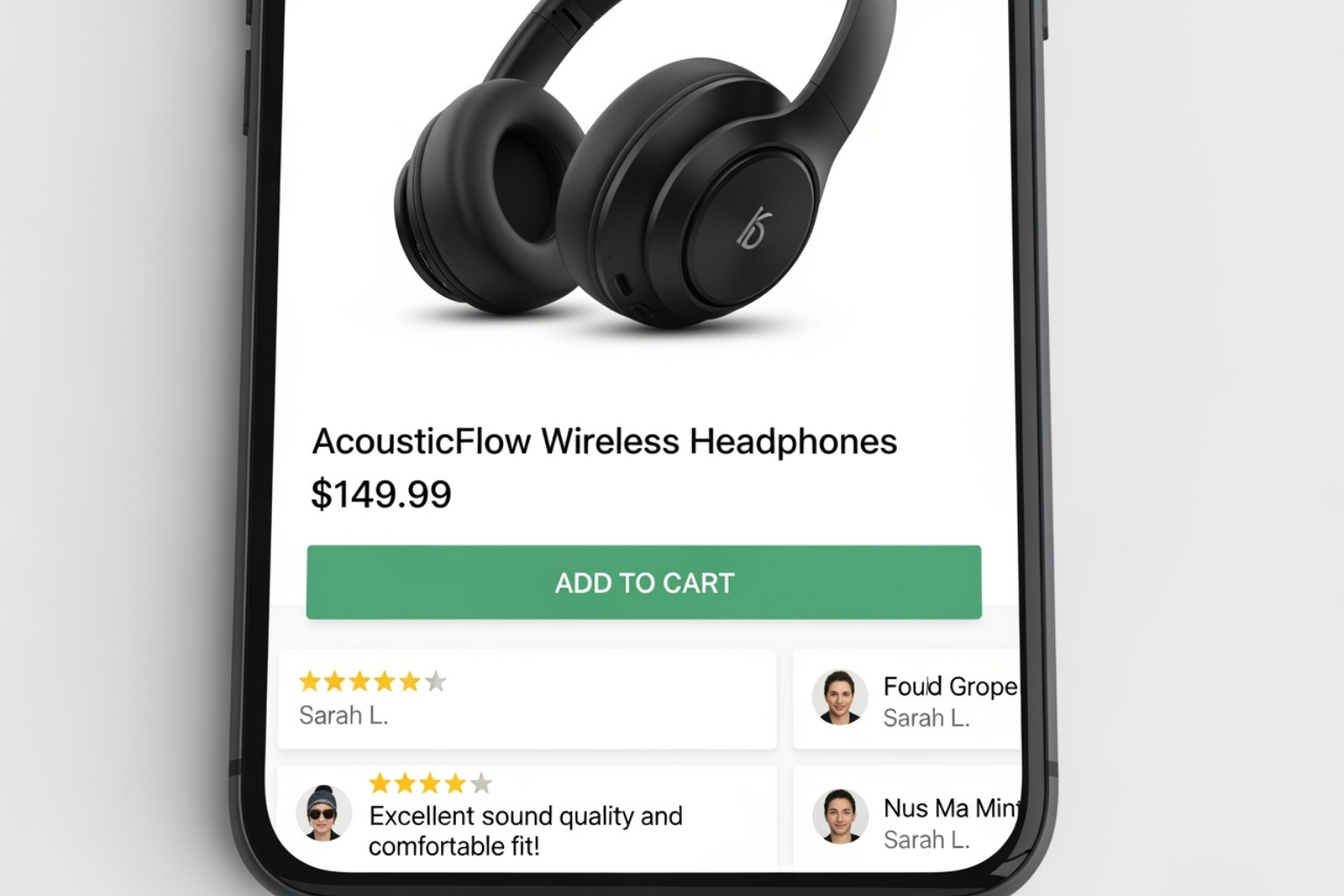 Mobile product page highlighting a clear "Add to Cart" button and customer reviews - mobile ecommerce website