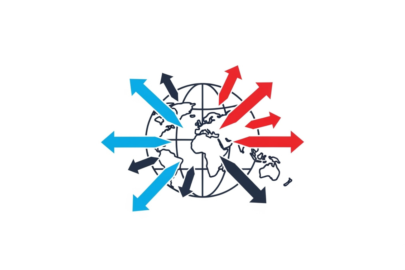A globe icon with arrows pointing to different countries, symbolizing international reach and market identification - Shopify international SEO