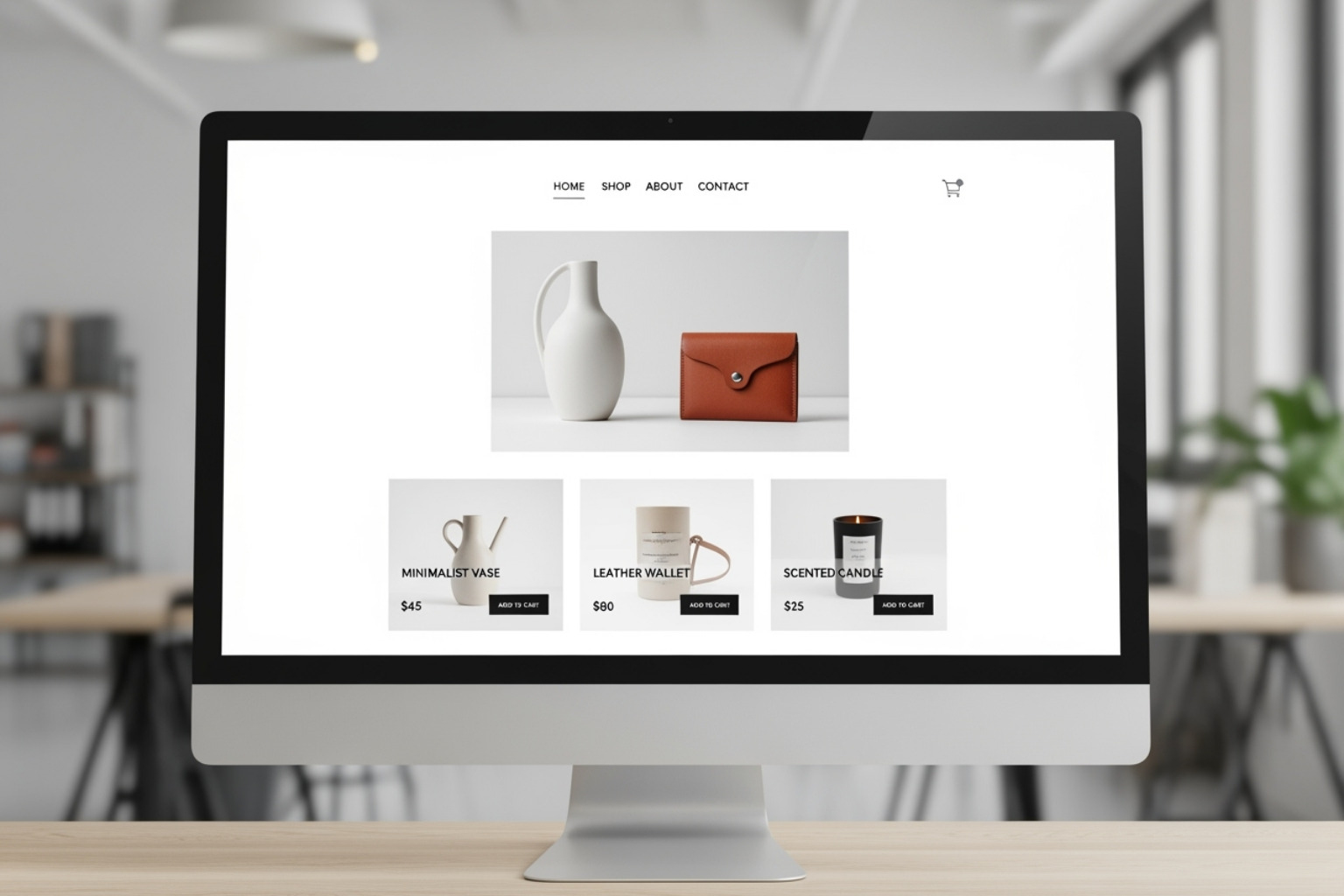 Image of a person comparing two different theme layouts side-by-side on a laptop screen, highlighting different features - minimal shopify templates