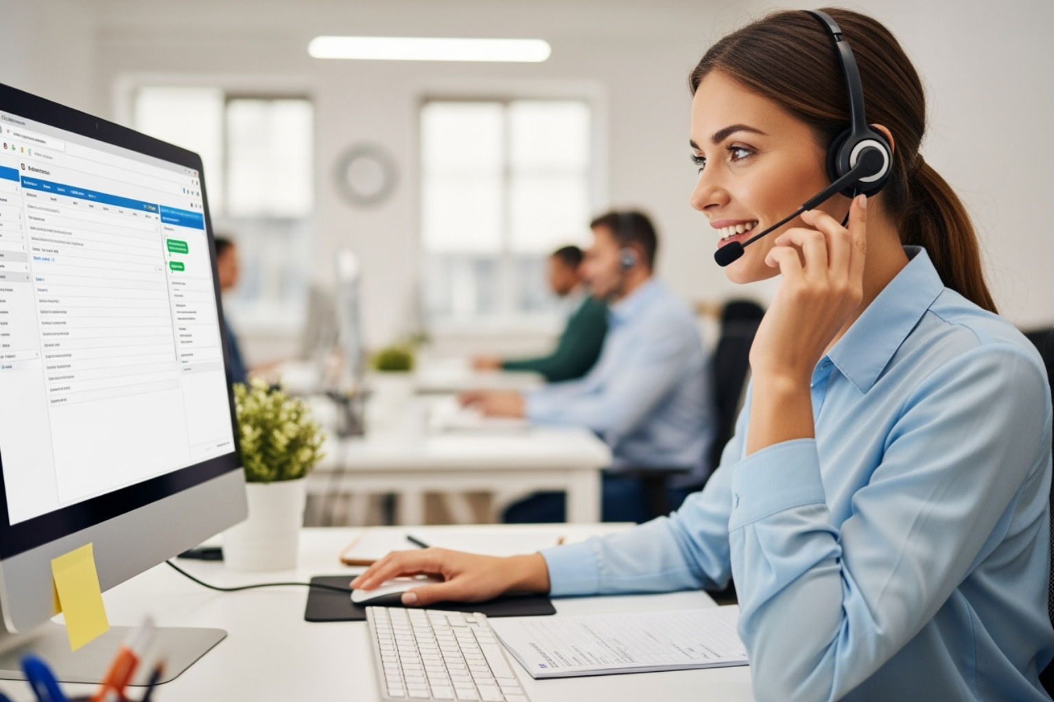 Friendly customer service agent helping a customer on the phone - how to retain clients