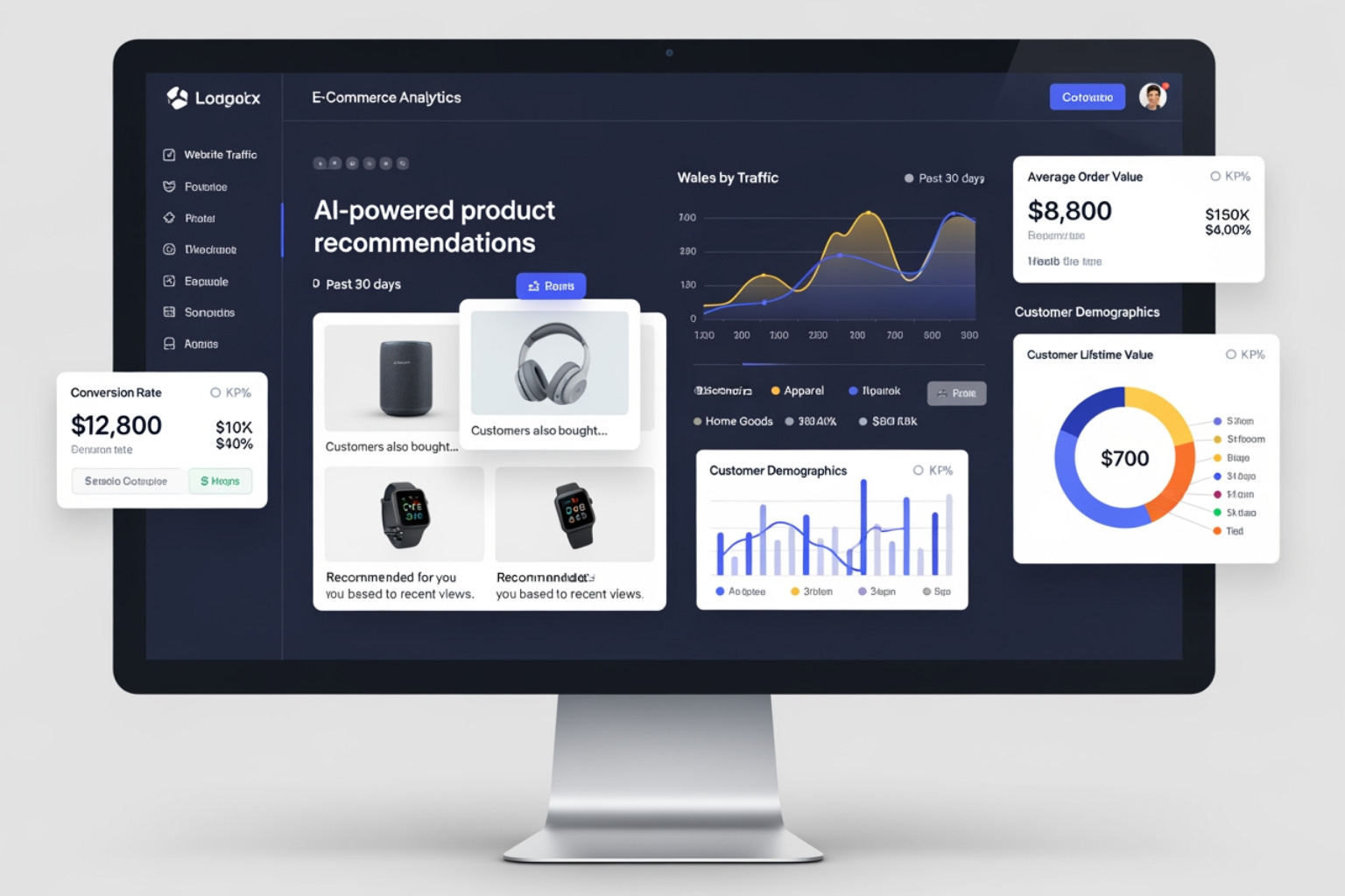 Dashboard showing AI-powered product recommendations - Build e-commerce website