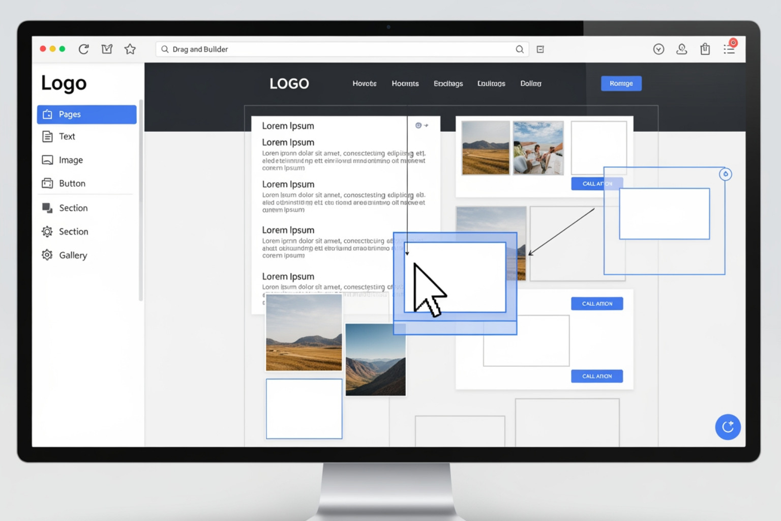 Drag-and-drop website builder interface - Build e-commerce website