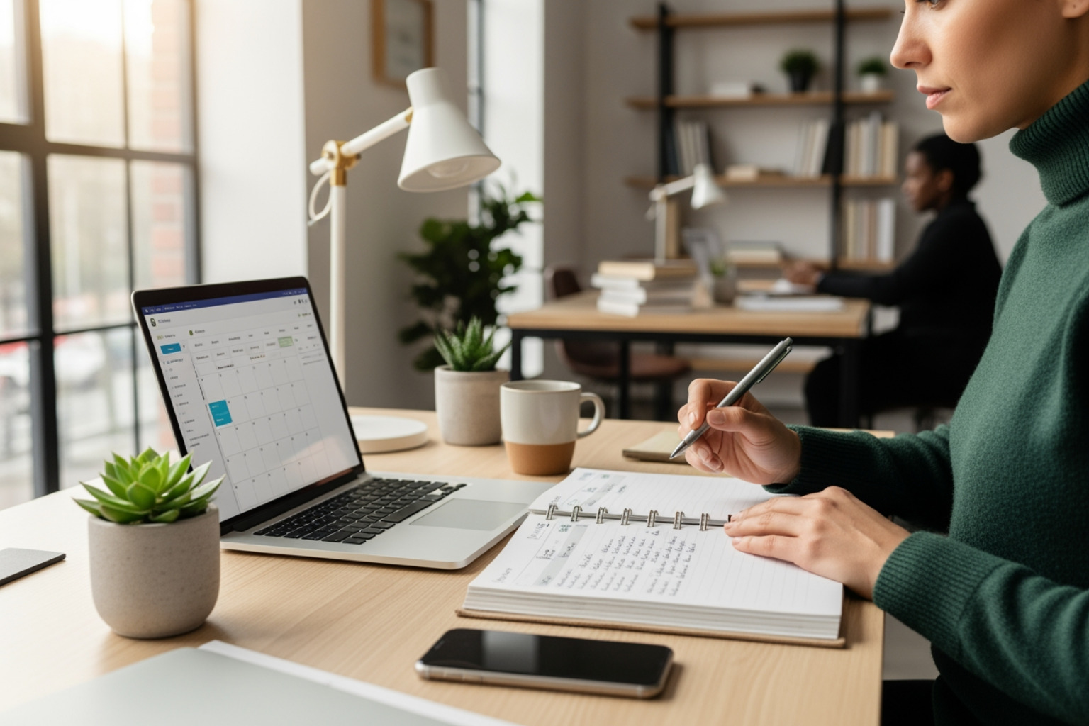 A person at a desk with a checklist, planning the migration process - how to migrate from another platform to shopify