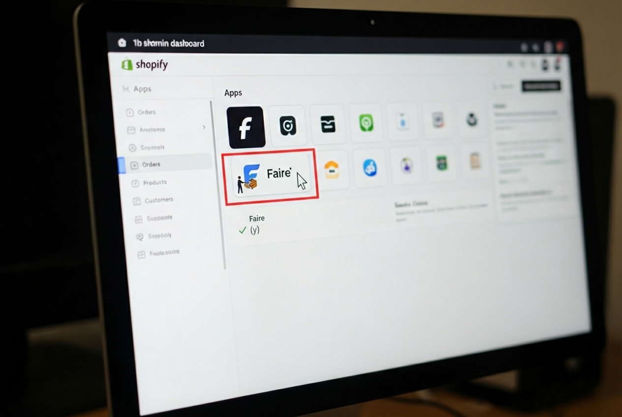 shopify admin dashboard with faire app highlighted - shopify faire
