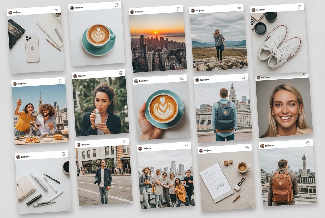 A collage of Instagram posts from various brands, showcasing user-generated content, product shots, and engaging captions, highlighting a vibrant community. - shopify marketing tips A collage of Instagram posts from various brands, showcasing user-generated content, product shots, and engaging captions, highlighting a vibrant community. - shopify marketing tips