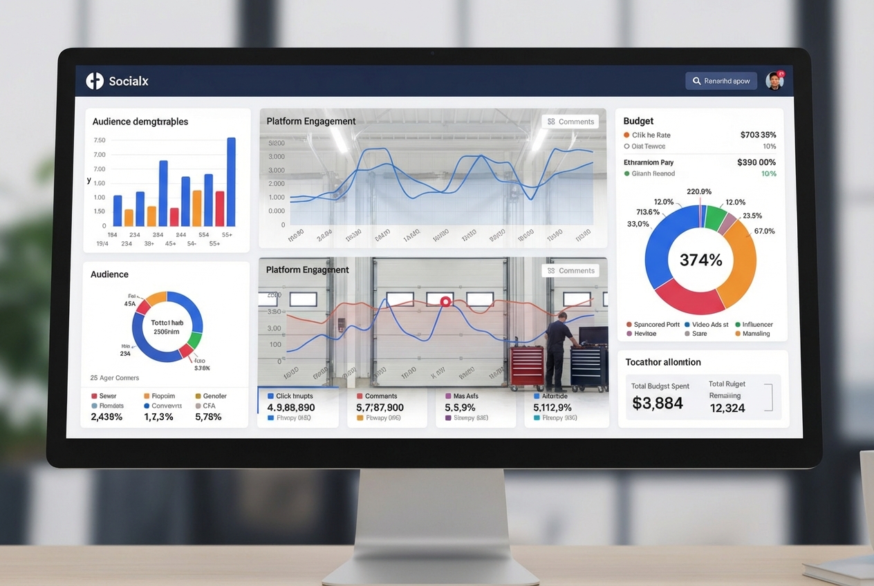 dashboard showing campaign metrics like audience, platform, and budget - how much does a social media marketing campaign cost