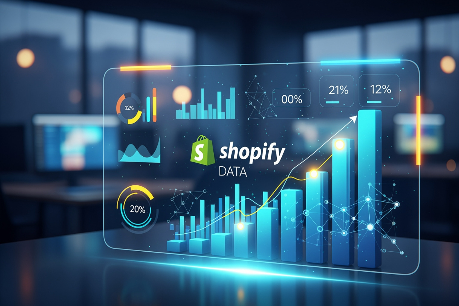 Shopify Analytics dashboard showing key metrics like sales, sessions, and conversion rate - shopify data