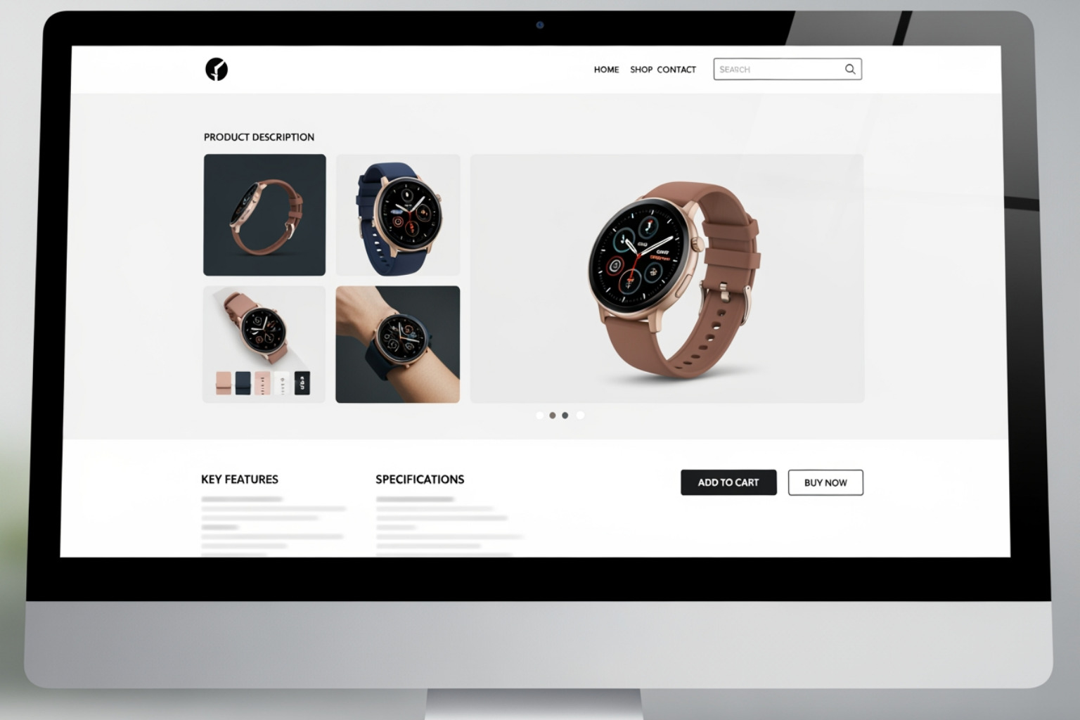 A well-structured product page highlighting key elements like multiple images, clear description, and prominent buy button - shopify store design tips