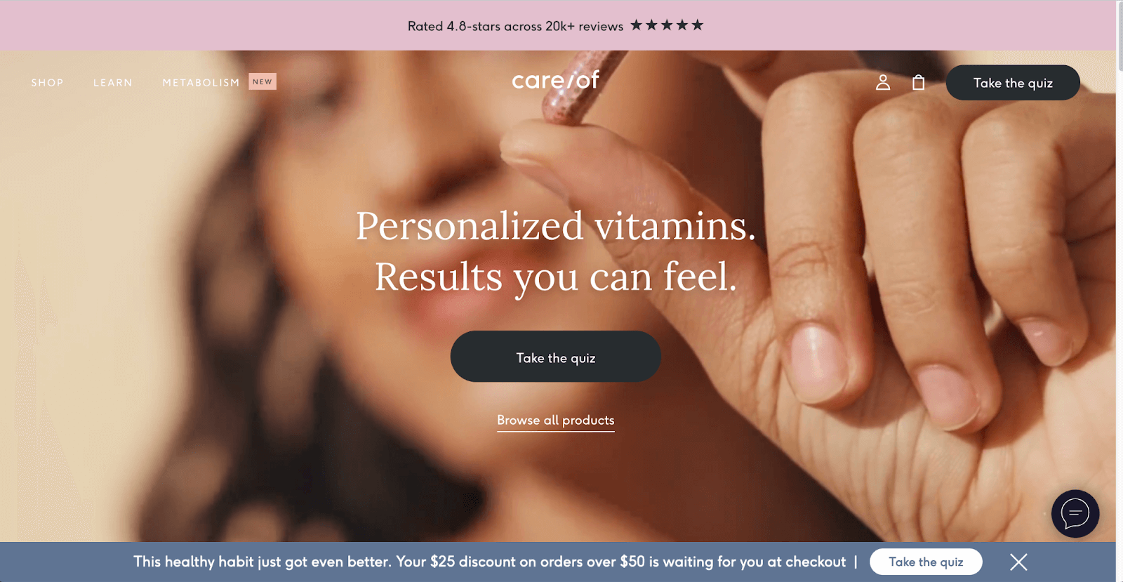 Care/Of large bold typography homepage design