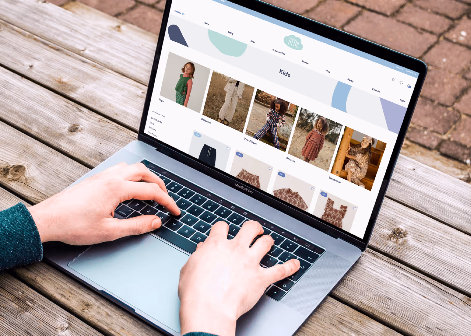 Little children's boutique Shopify store design with faceted navigation for large product catalog