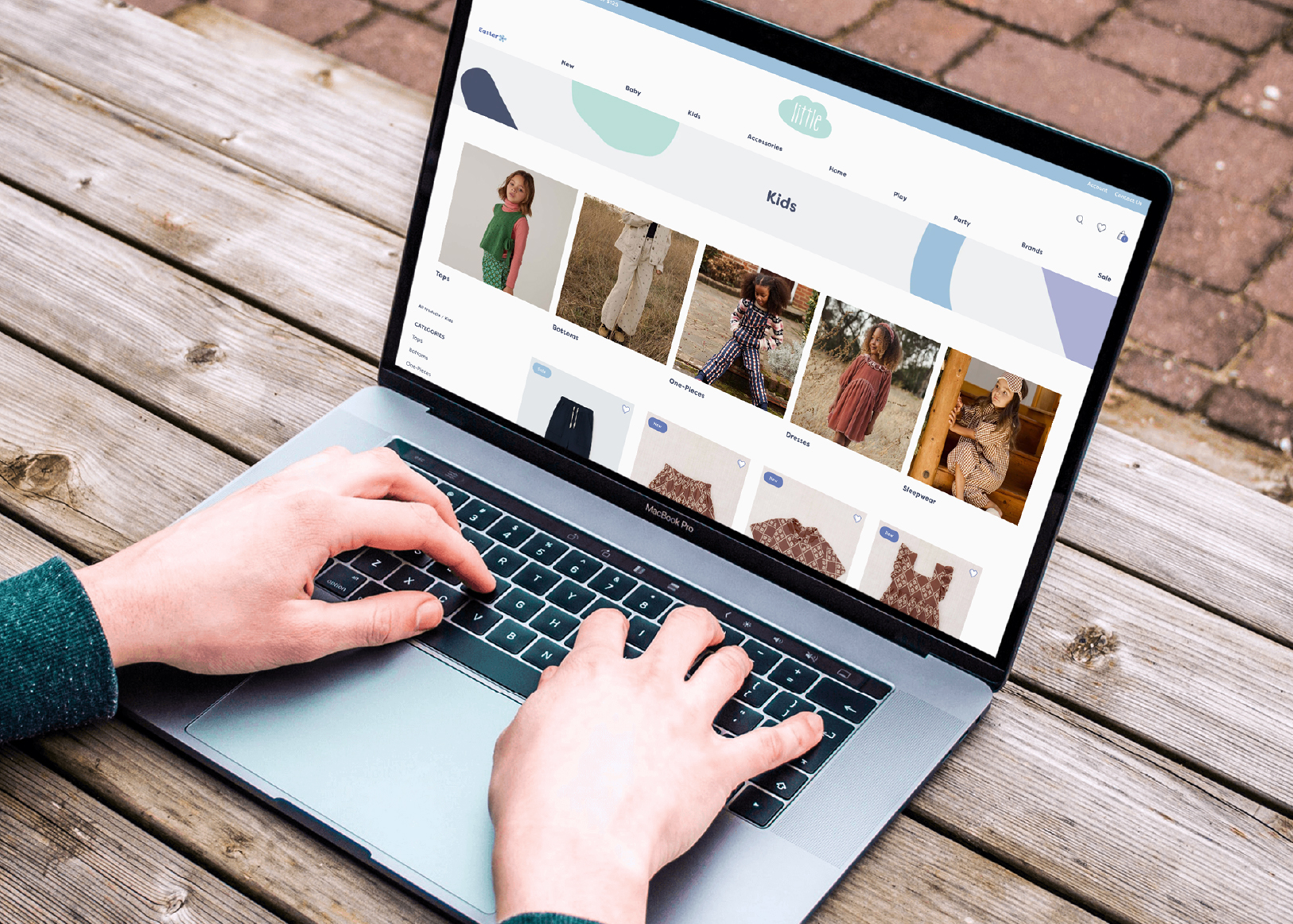 Little children's boutique Shopify store design with faceted navigation for large product catalog