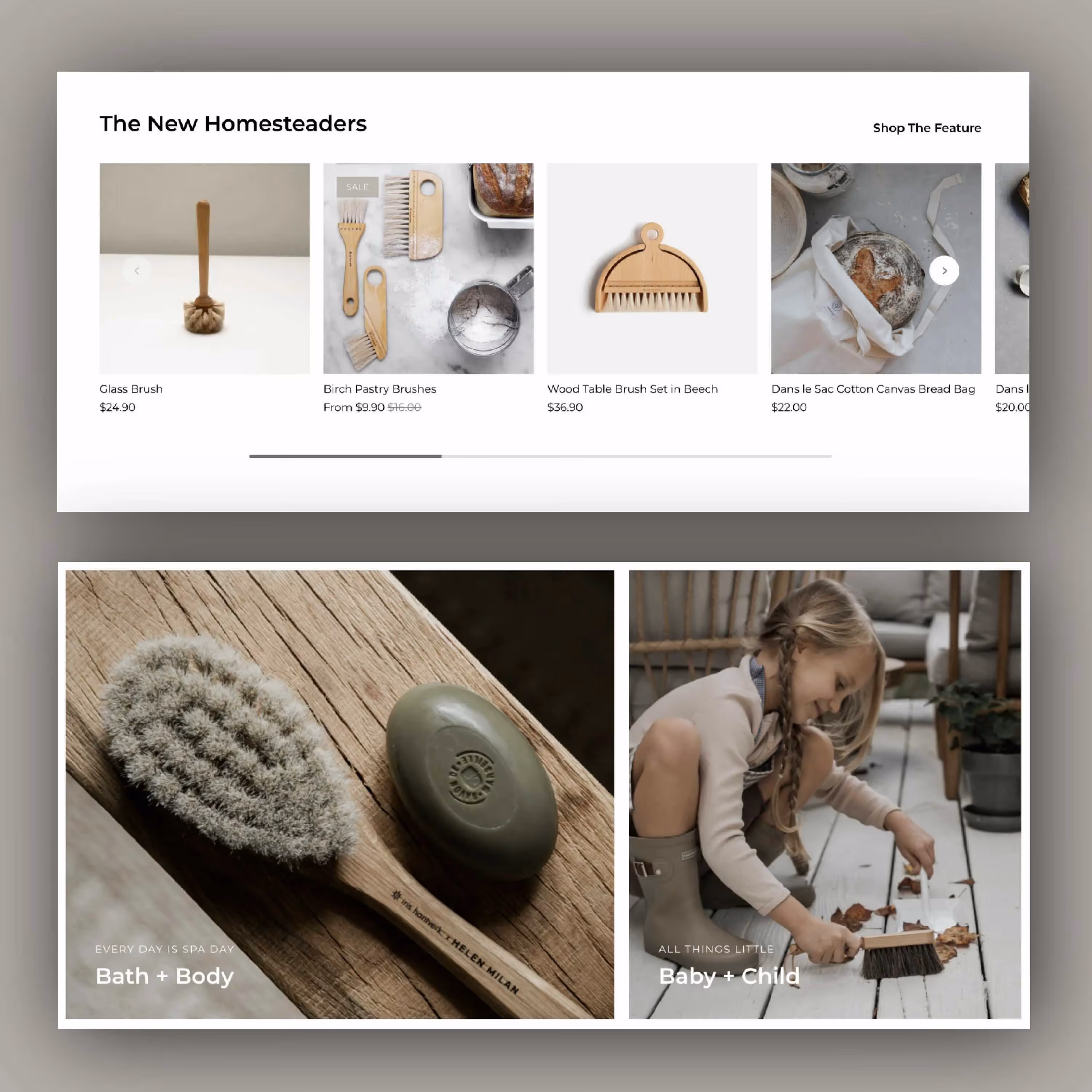 A web page for a new home decor store