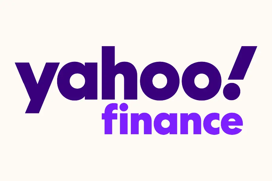 Yahoo Finance logo in purple text on cream background