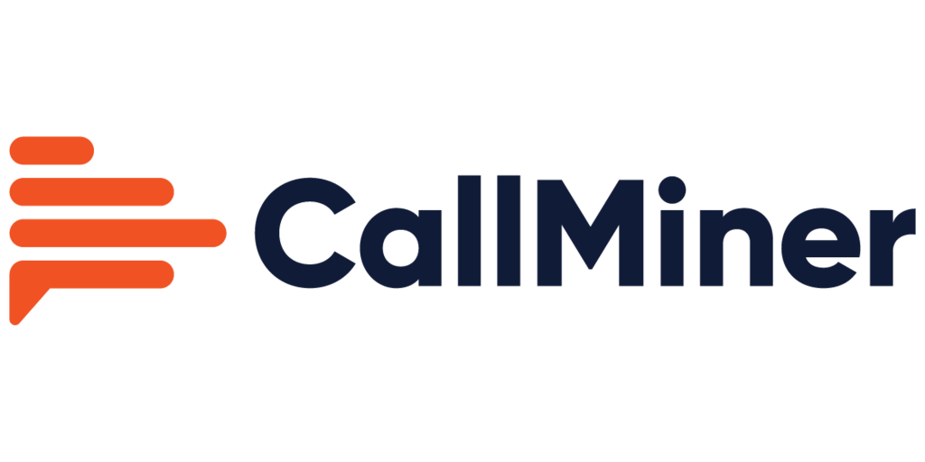 CallMiner logo with orange speech bubble and dark blue text on white background