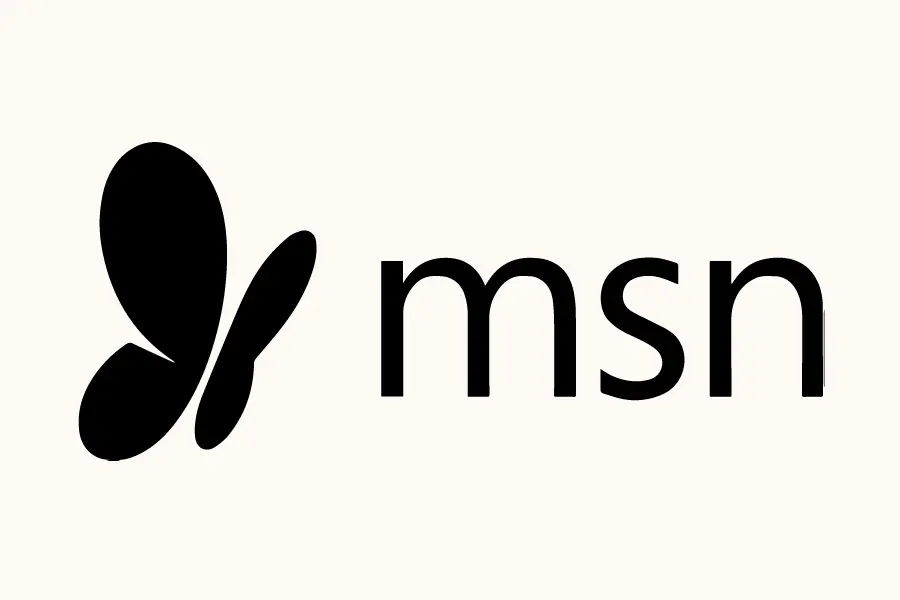 MSN logo with stylized butterfly mark and text on light background