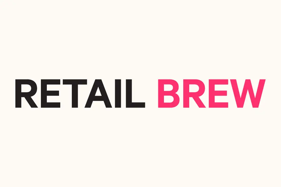 The Retail Brew logo with black and pink text on a cream background