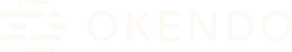 White Okendo icon with the words Okendo in white