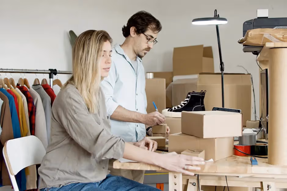 A man and a woman are sitting at a table