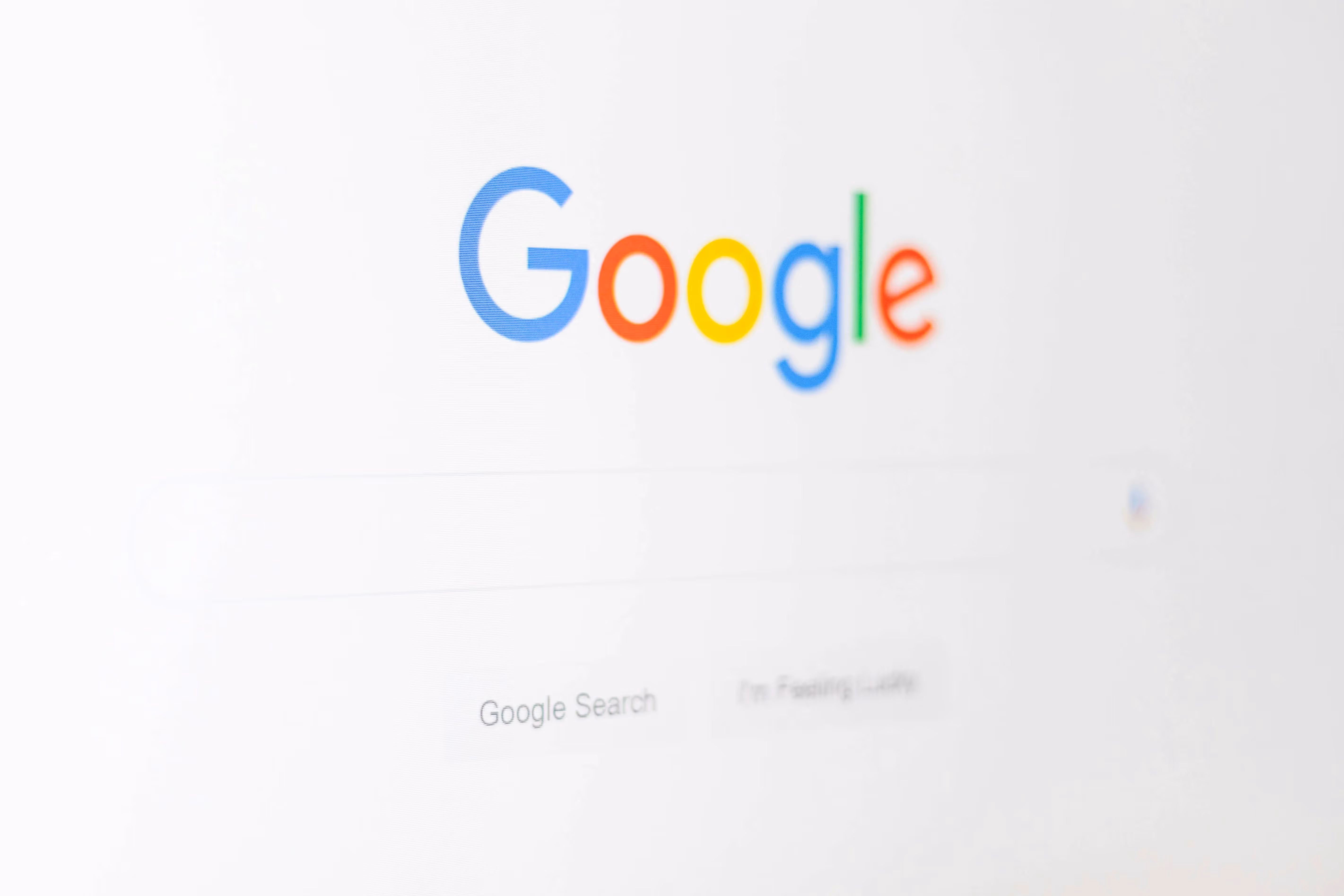 A close up of the google logo on a computer screen