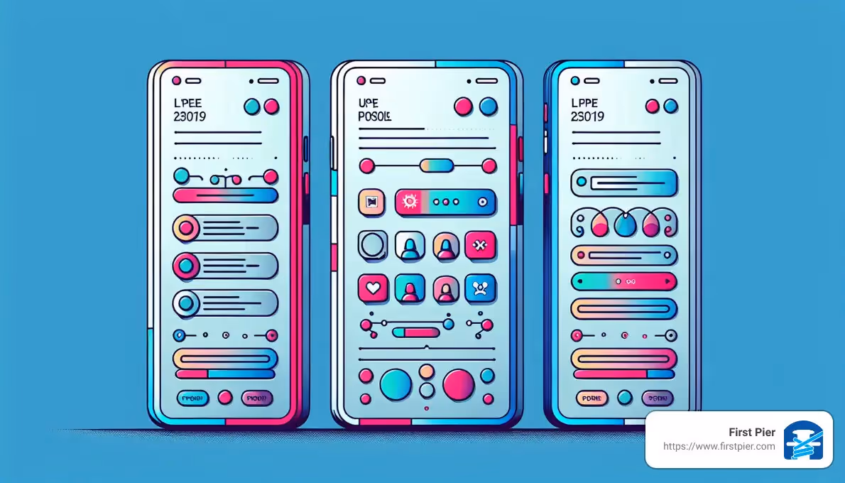 A set of three cell phones with different buttons on them