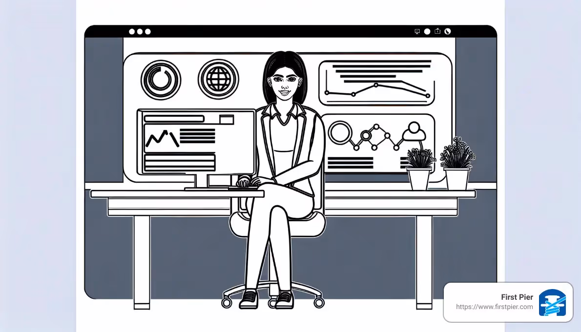 A woman sitting in front of a computer screen