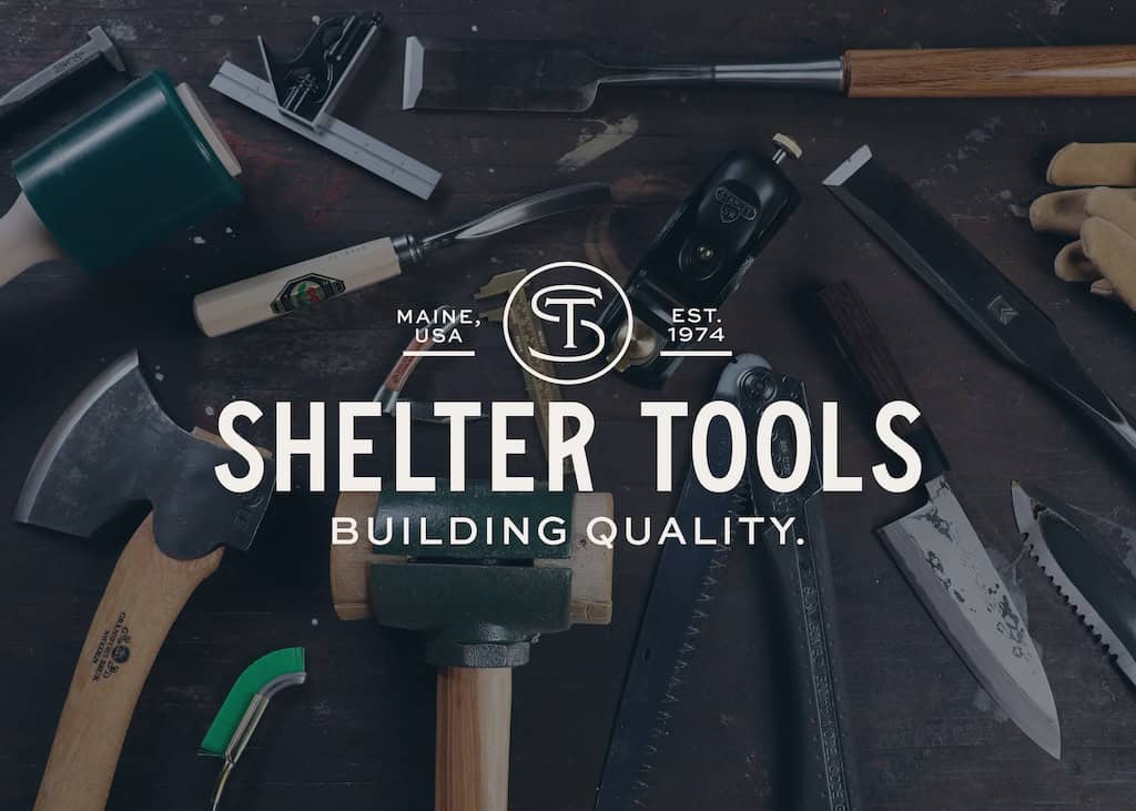 Shelter Tools timber-framing and woodworking tools performance marketing campaign imagery