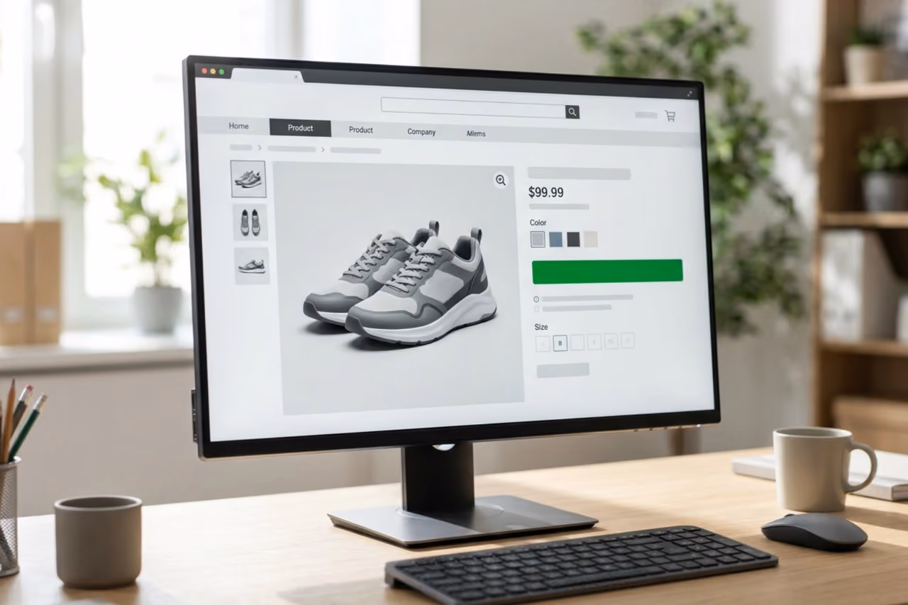 Shopify product page on desktop with add to cart button visible