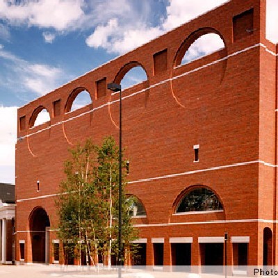 The Portland Museum of Art's brick building on Congress Square in downtown Portland, Maine