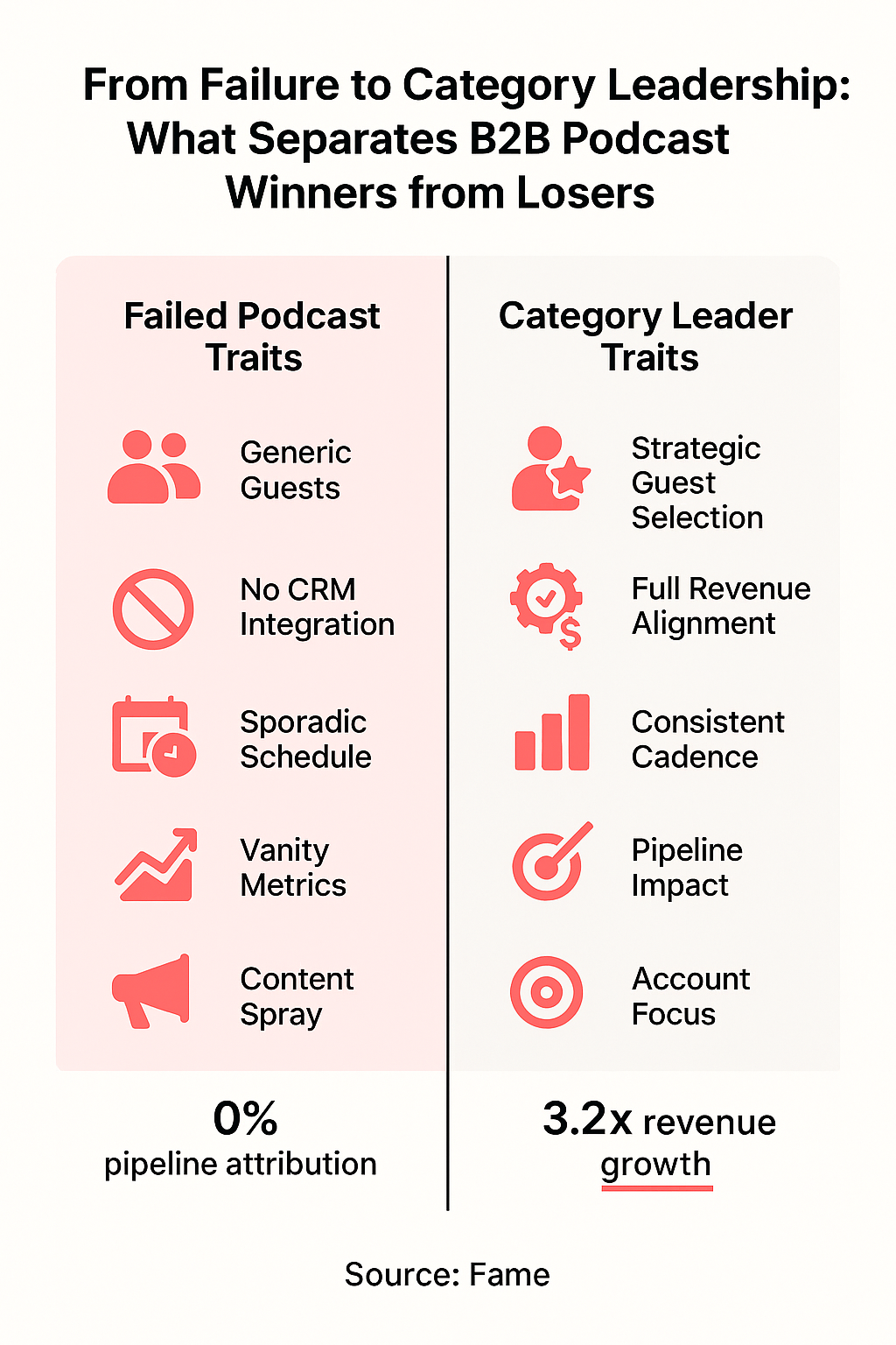Infographic: From Failure to Category Leadership: What Separates B2B Podcast Winners from Losers