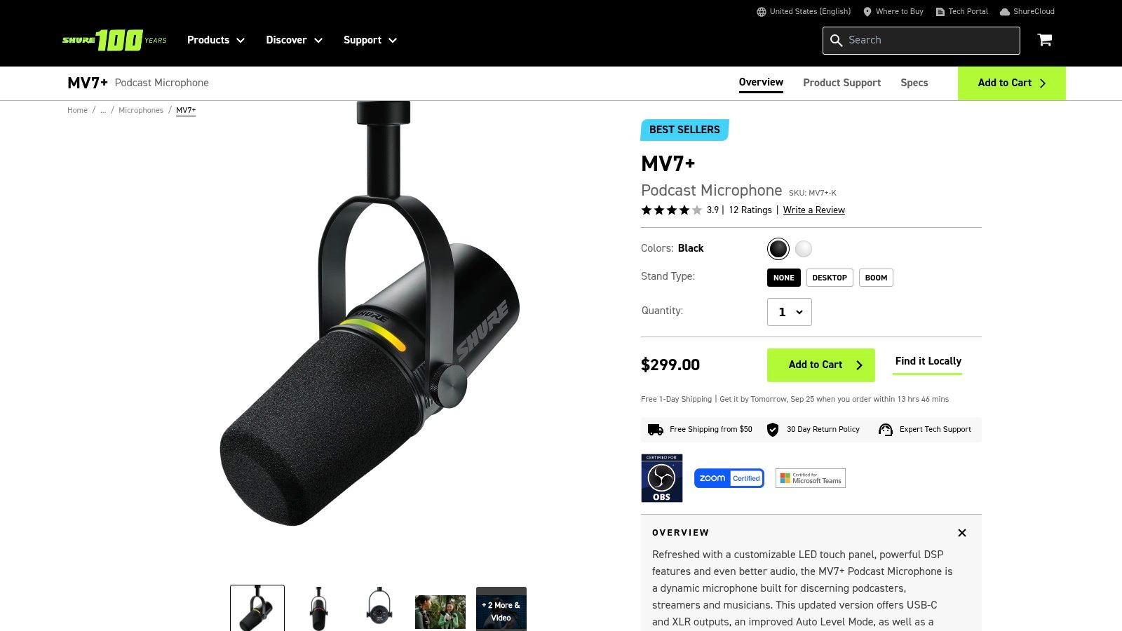 Shure (Official U.S. Store/Product Pages)