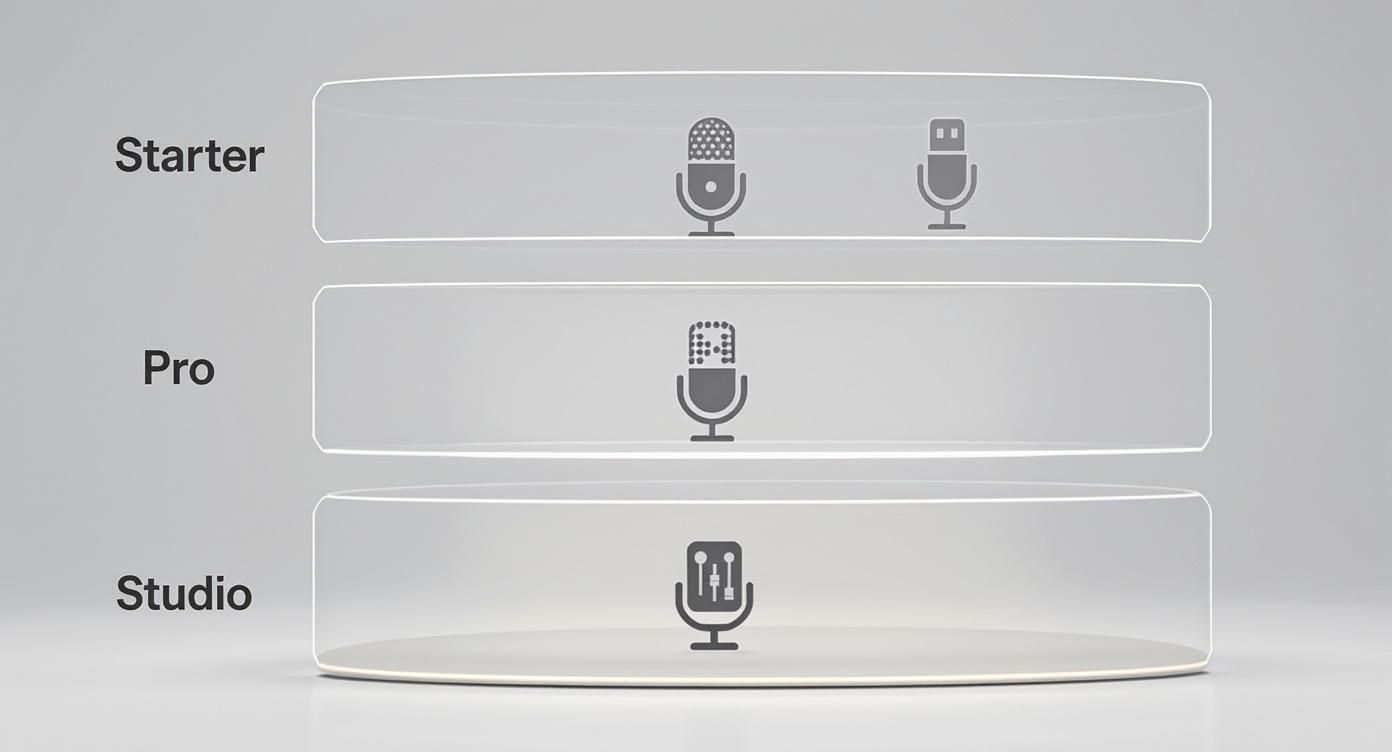 Infographic about podcasting equipment needed