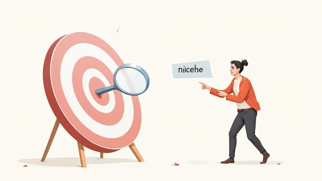 A person sharpening a pencil with focus, symbolizing the process of refining a niche and point of view.