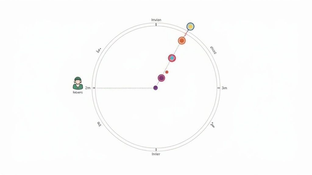 Circular diagram showing a user ('lobbers') at the center connected to multiple colored circles in a radial visualization.