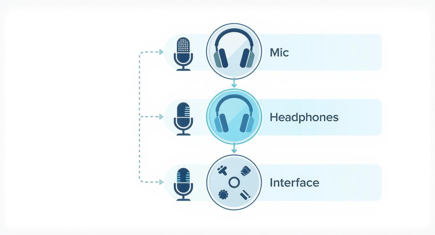 Infographic about equipment needed for a podcast