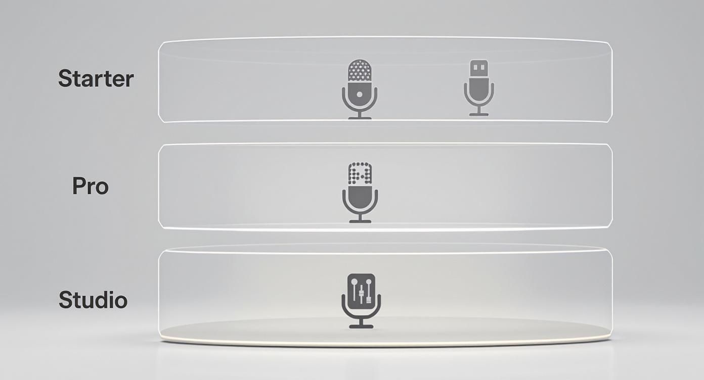 Infographic about podcasting equipment needed