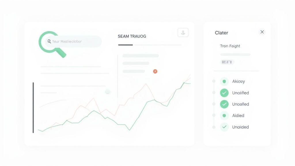 A person pointing at charts and graphs on a digital dashboard, illustrating brand metrics.