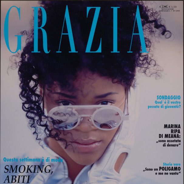 Lockiges Model auf Grazia zeitung 