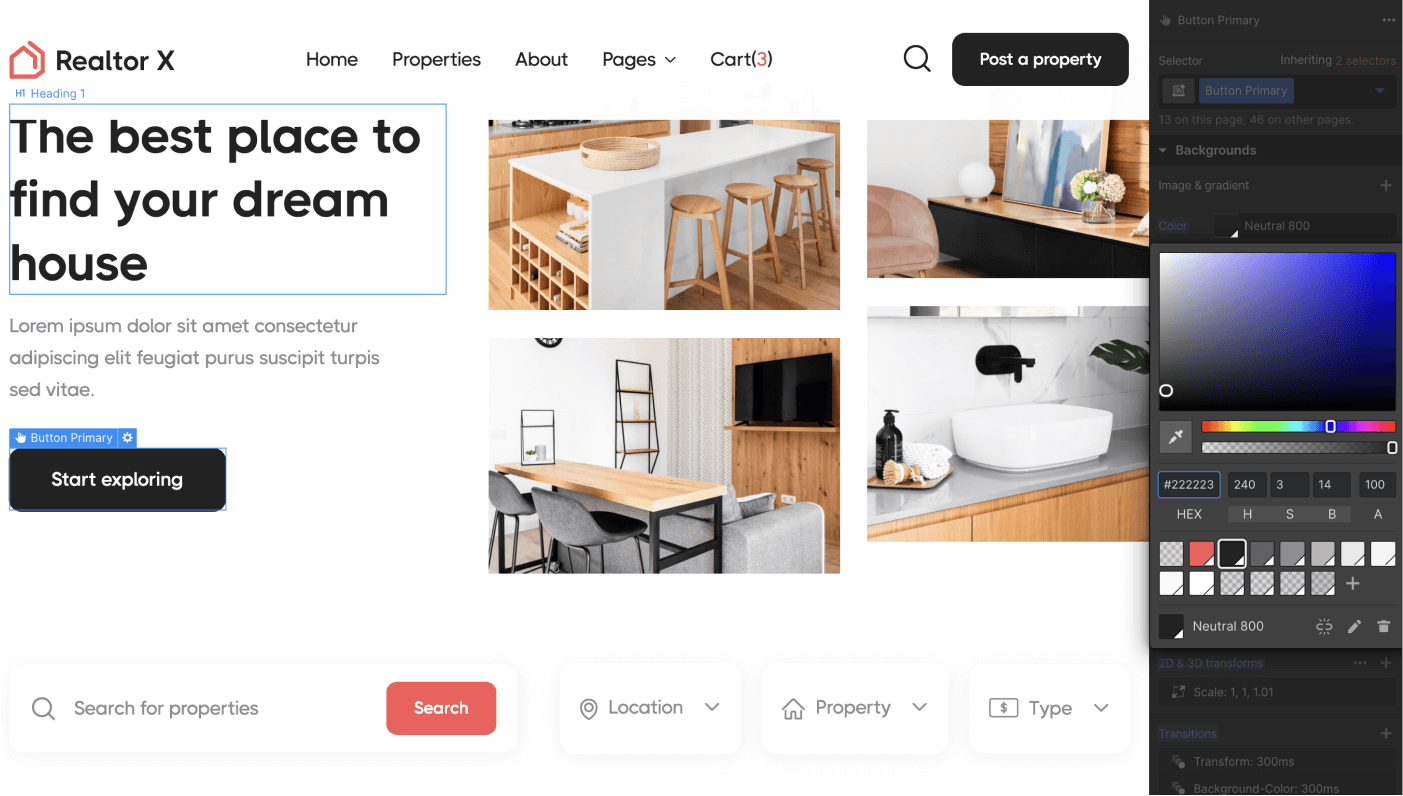 Colors - Realtor X Webflow Template